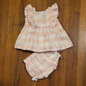 Joie Pink and White Matching Set with Ruffled Diaper Cover